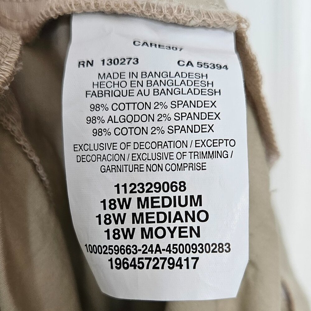 Lee Khaki Cargo Capri Pants Women’s 18W Plus Tan Casual - Picture 4 of 4